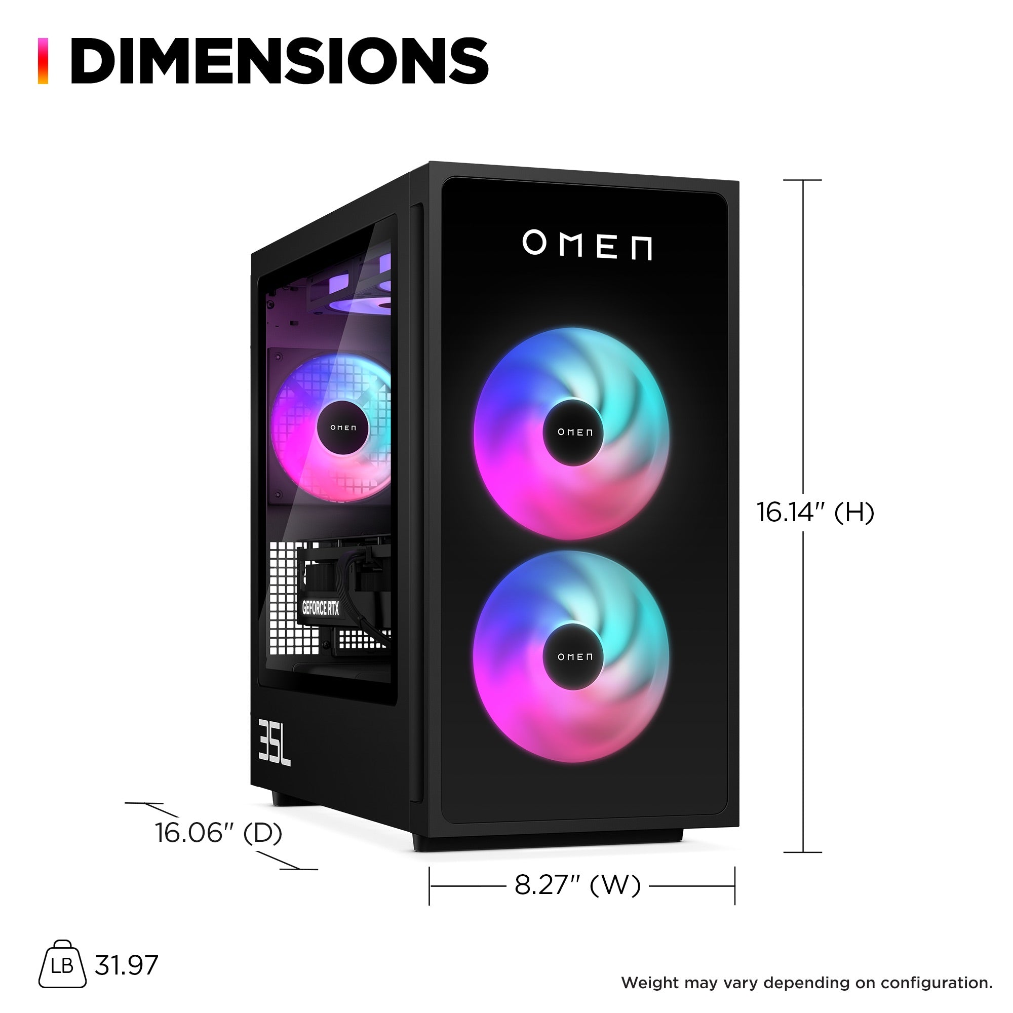OMEN 35L Gaming Desktop GT16-0285t PC. Windows 11 Home. Intel® Core™ Ultra 9. 64GB RAM. 2TB SSD. NVIDIA® GeForce RTX™ 5080. Black - Image 9