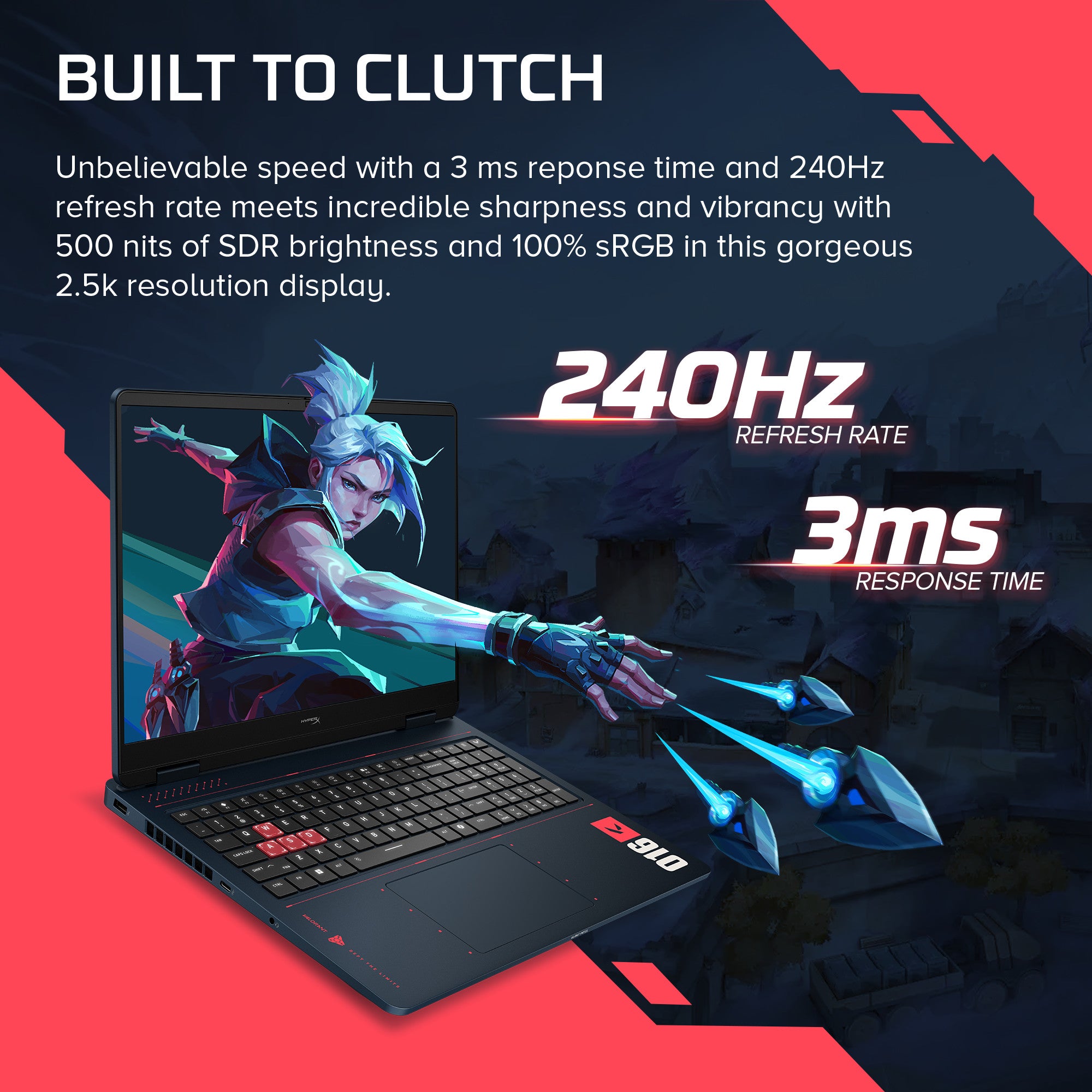 HyperX OMEN 16 inch Gaming Laptop PC 16 Valorant edition. Windows 11 Home. 16. AMD Ryzen™ 9. 32GB RAM. 1TB SSD. NVIDIA® GeForce RTX™ 5070. 2.5K. RIOT Blue - Image 4