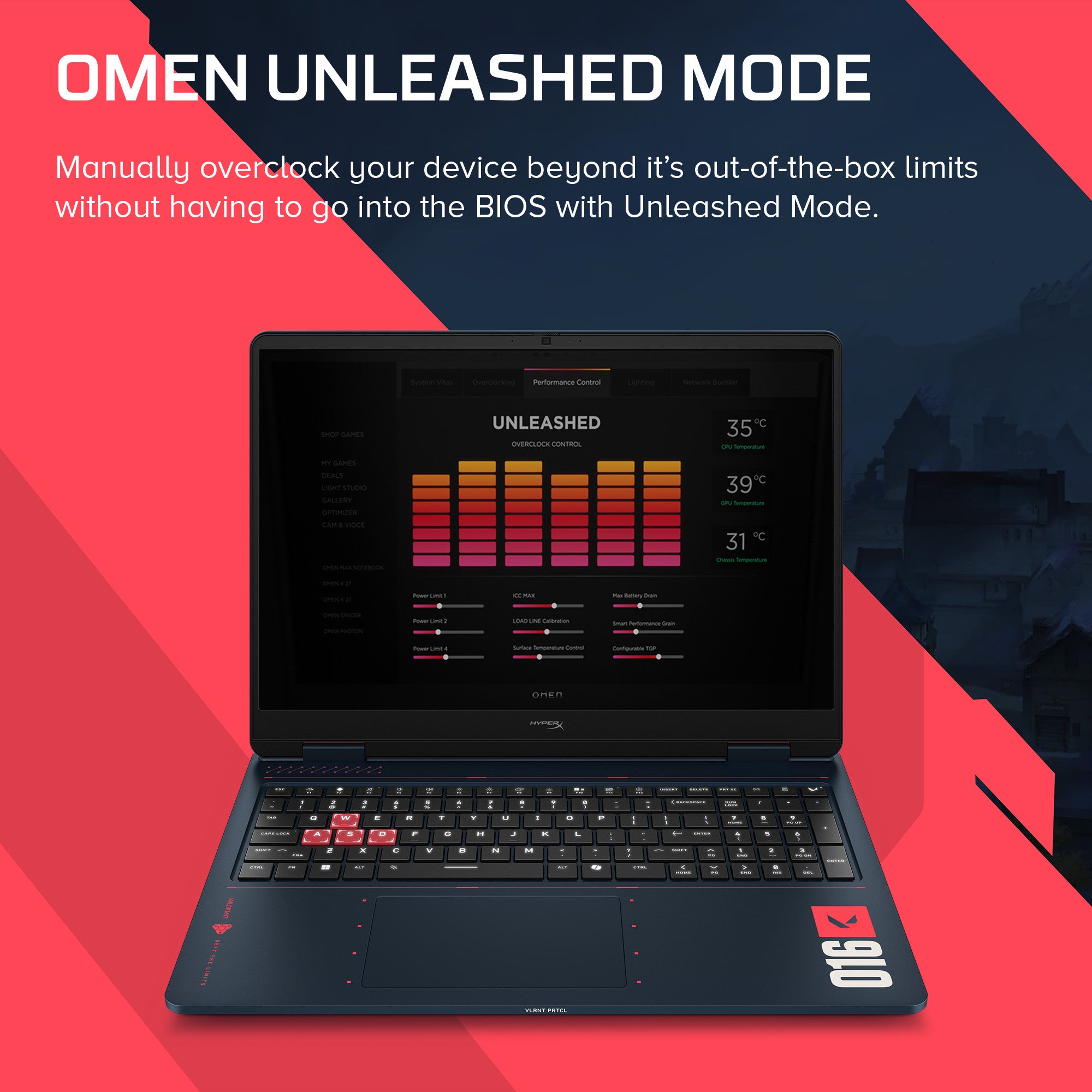 HyperX OMEN 16 inch Gaming Laptop PC 16 Valorant edition. Windows 11 Home. 16. AMD Ryzen™ 9. 32GB RAM. 1TB SSD. NVIDIA® GeForce RTX™ 5070. 2.5K. RIOT Blue - Image 8