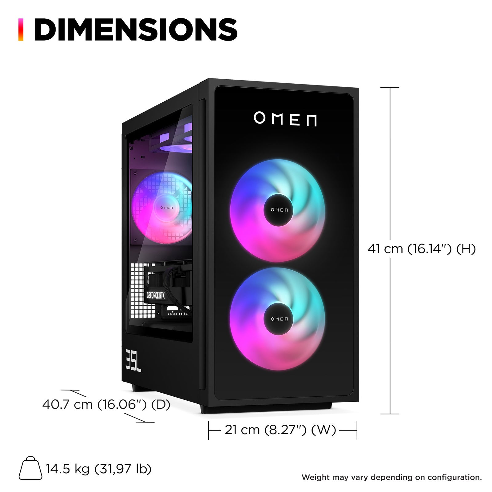 OMEN 35L Gaming Desktop GT16-0066m PC. Windows 11 Home. AMD Ryzen™ 7. 16GB RAM. 1TB SSD. NVIDIA® GeForce RTX™ 4060. Black - Image 8